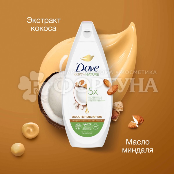 Крем-гель для душа Dove 250 мл Кокос и миндальное молочко