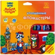 Фломастеры утолщенные ''Енот в Англии'' 12 цветов смываемые