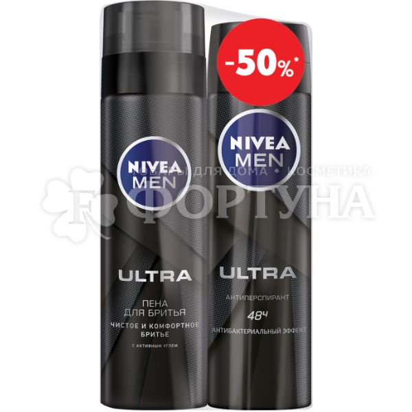 Пена для бритья Nivea ULTRA 200 мл +дезодорант спрей ULTRA