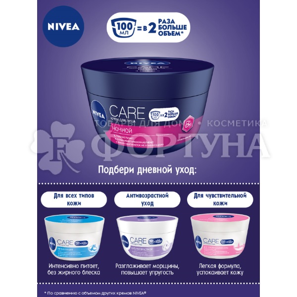 Крем для лица Nivea Care 100 мл Ночной