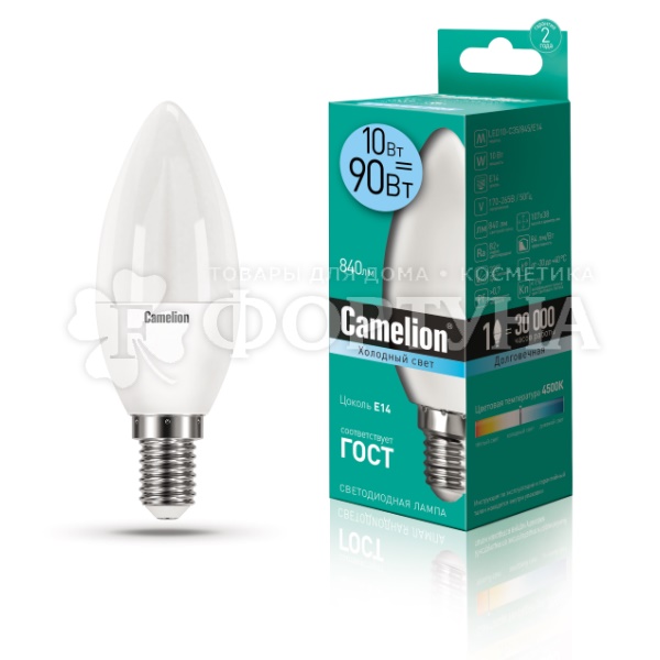 Лампа Camelion светодиодная LED10-C35/845/E14