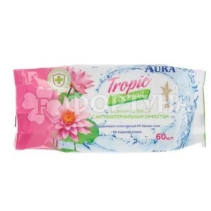 Салфетки влажные AURA Tropic Cocktail 60 шт освежающие ( цвета в ассортименте)