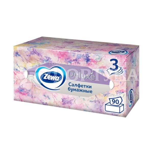Салфетки бумажные Zewa Deluxe 90 шт 3-х слойные Дизайн