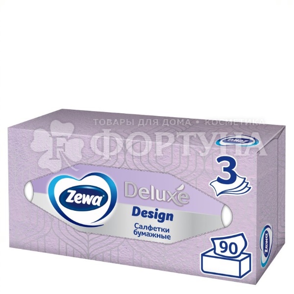 Салфетки бумажные Zewa Deluxe 90 шт 3-х слойные Дизайн