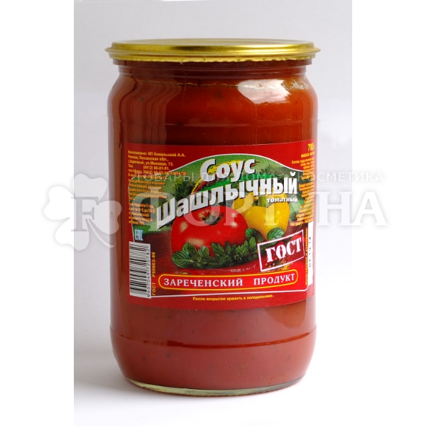Соус Зареченский продукт 700 г Шашлычный стеклянная банка