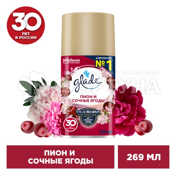 Освежитель воздуха Glade Automatik 269 мл Пион и сочная ягода запасной блок