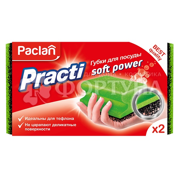 Губка для посуды PACLAN 2 шт Practi Soft Power