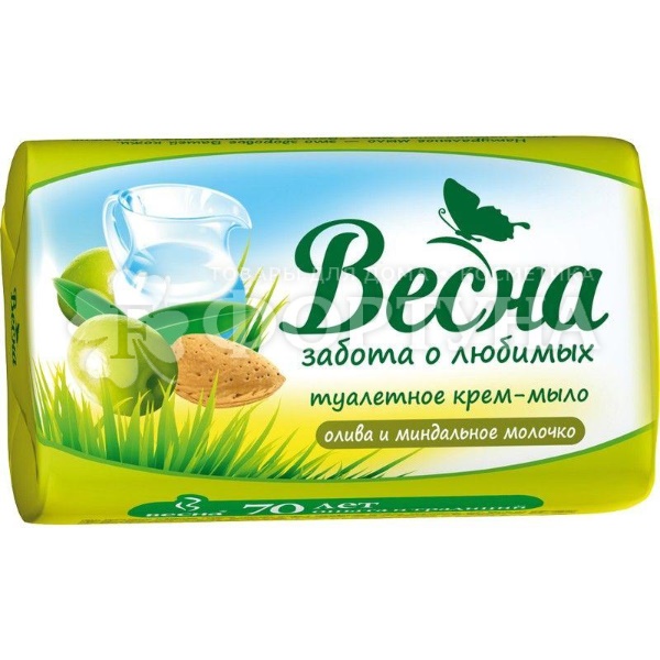 Туалетное мыло Весна 90 г Олива и миндальное молочко