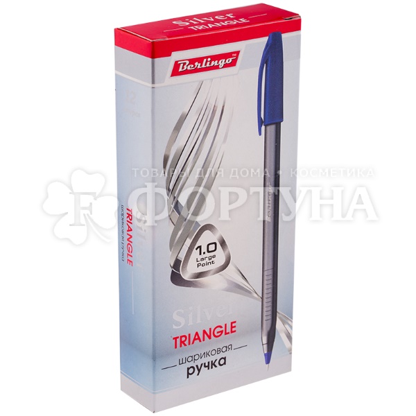 Ручка шариковая Berlingo Triangle Silver синяя 1мм