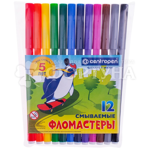 Фломастеры Пингвины 12 цветов