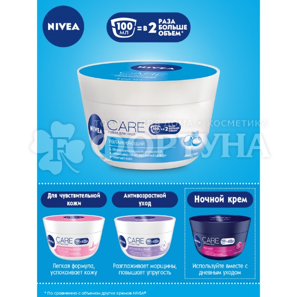Крем для лица Nivea Care 100 мл Увлажняющий