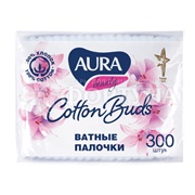 Ватные палочки AURA 300 шт пакет