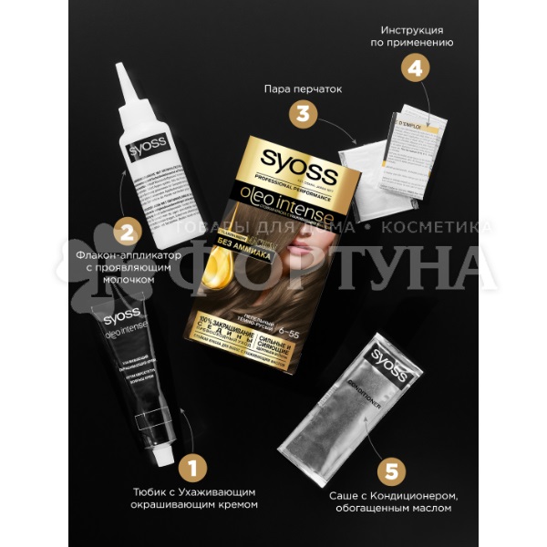 Краска для волос Syoss Oleo Intense 6-55 Пепельный темно-русый