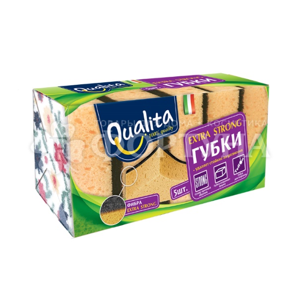 Губка для посуды QUALITA 5 шт Extra strong