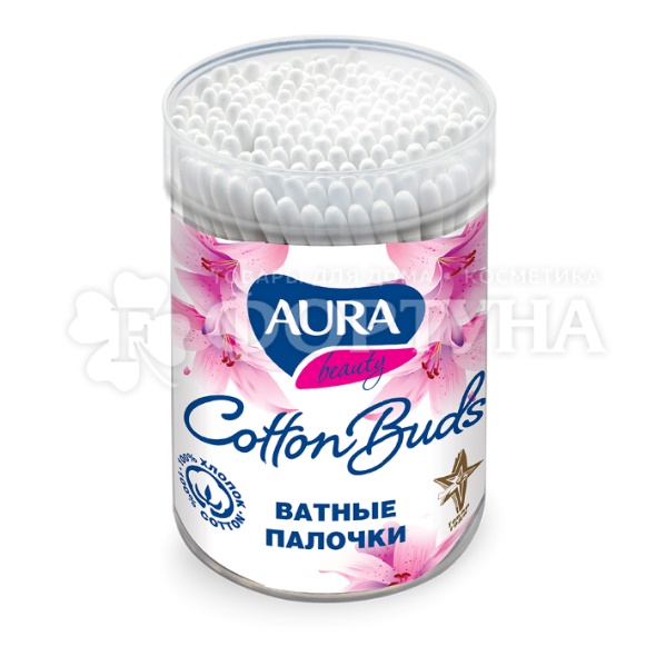 Ватные палочки AURA 100 шт стакан