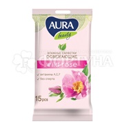 Салфетки влажные AURA Beauty 15 шт Освежающие