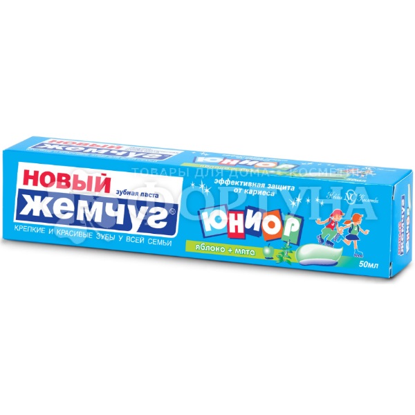 Зубная паста Новый жемчуг 50 мл Юниор Яблоко и мята