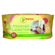 Салфетки влажные Фортуна 63 шт хозяйственные универсальные