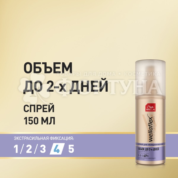 Спрей для укладки волос феном Wellaflex 150 мл Объем до 2х дней Экстрасильная фиксация