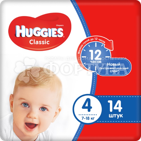 Подгузники Huggies Classic 14 шт 4 (7-18кг)